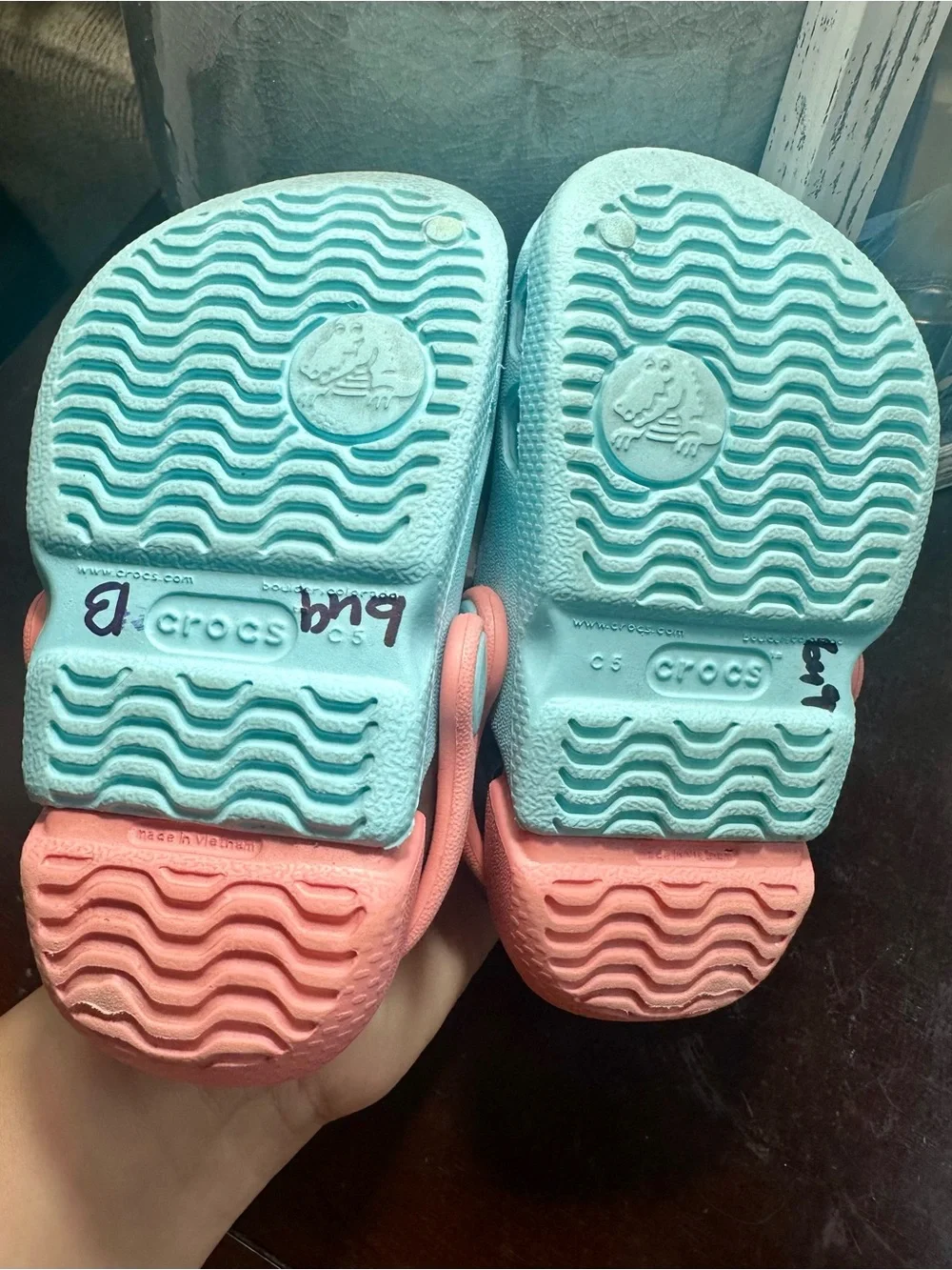 CROCS Kids Electro Two-Tone Aqua and Coral Clog